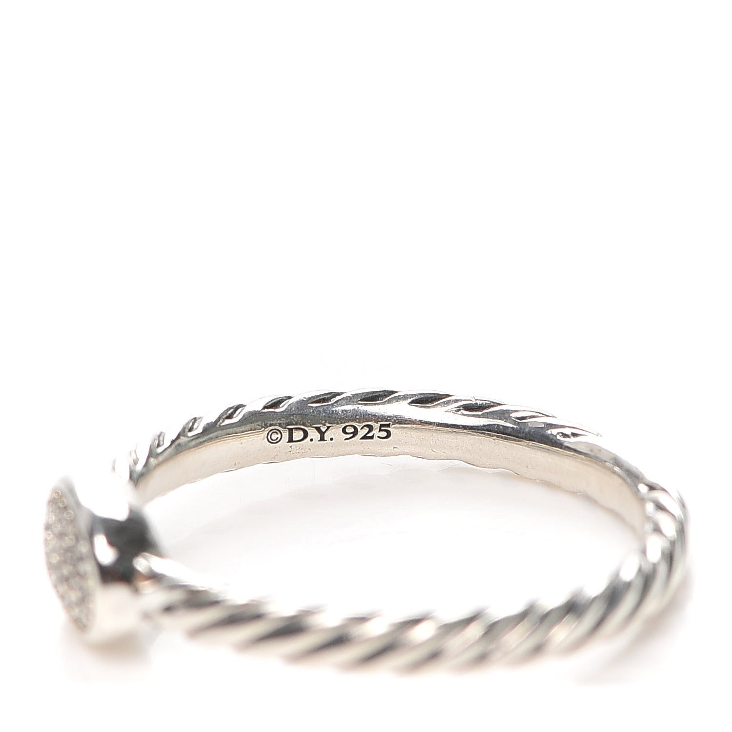 David Yurman Sterling Silver Diamond Pave Cable Classics Oval Ring 54 7 4 of 4