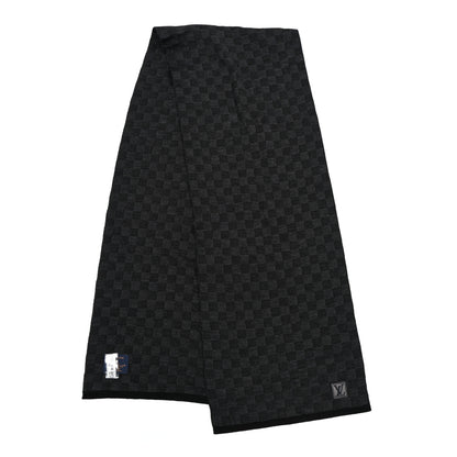 Louis Vuitton LOUIS VUITTON Wool Petit Damier Graphite Scarf Black 2 of 3