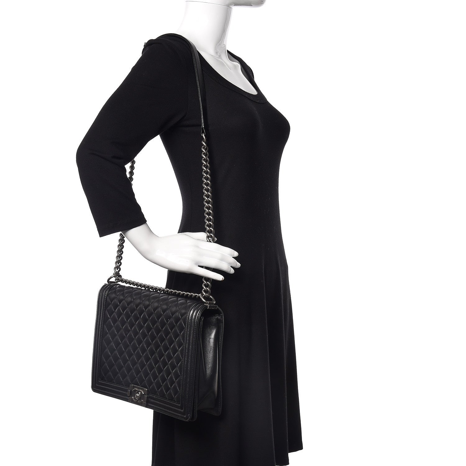 Chanel Lambskin Quilted Large Boy Flap Black 2 of 16