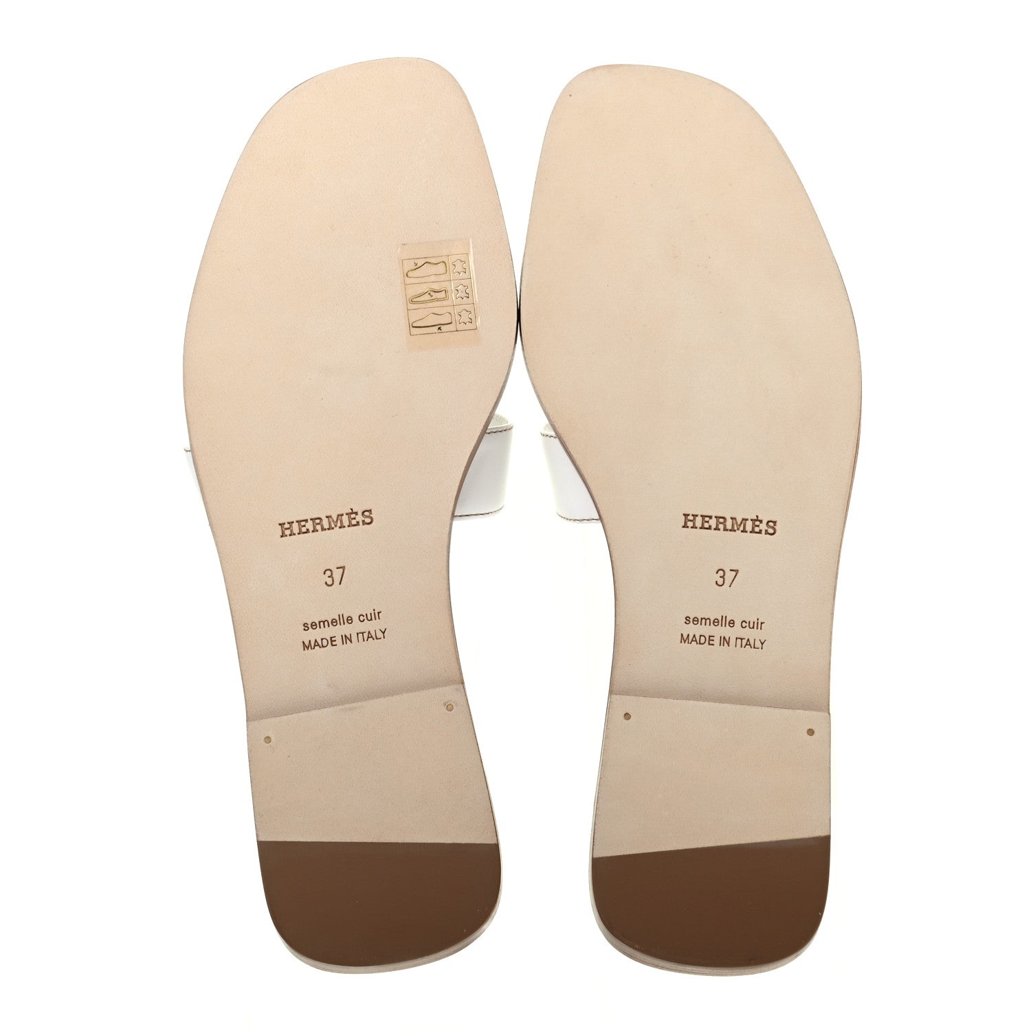 Hermes Box Calfskin Oran Sandals 37 White 5 of 8
