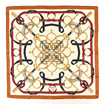 Hermes Silk Eperon D'Or Forever Scarf 90 Caramel Creme Or 1 of 3