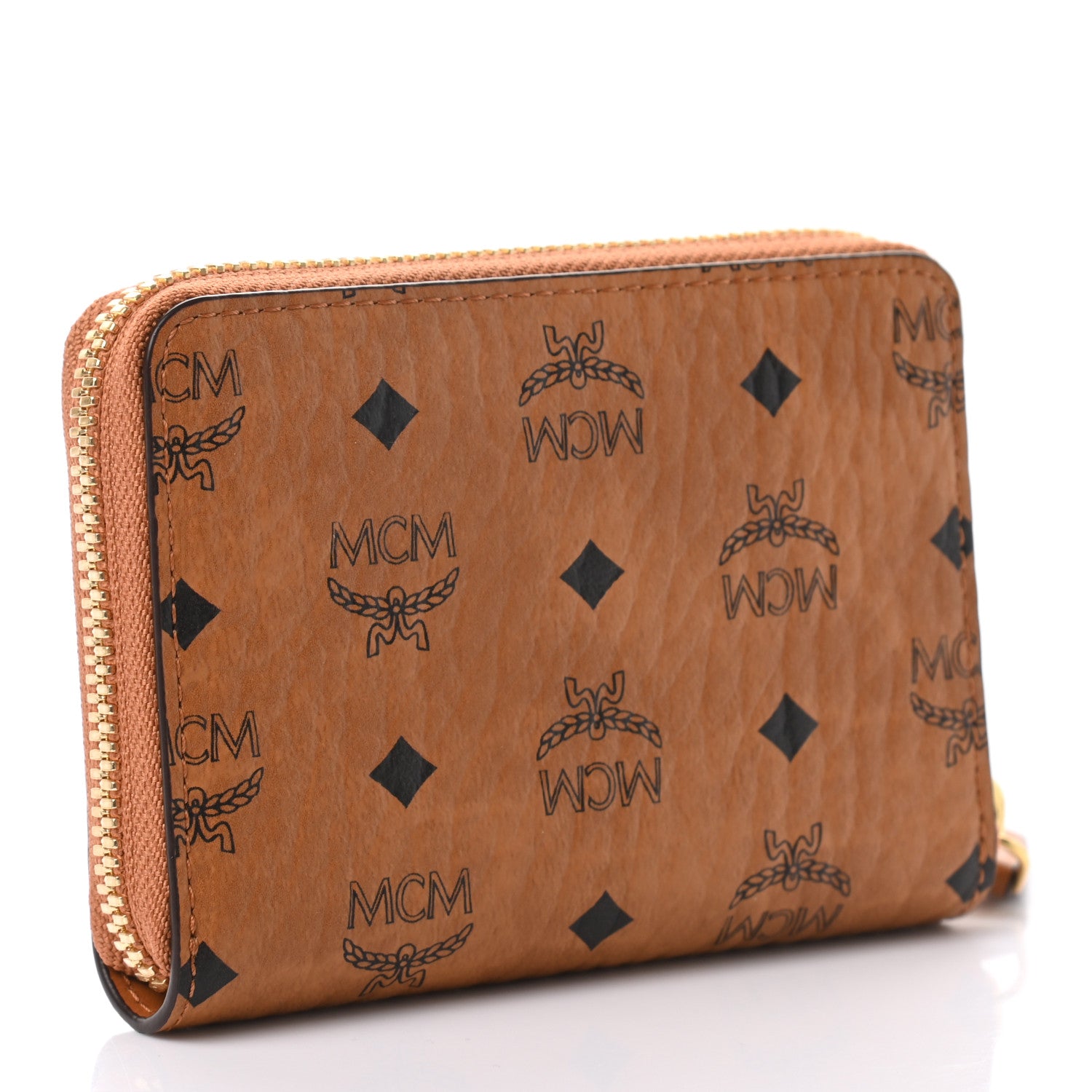 MCM Visetos Mini Zip Around Wallet Cognac 3 of 6