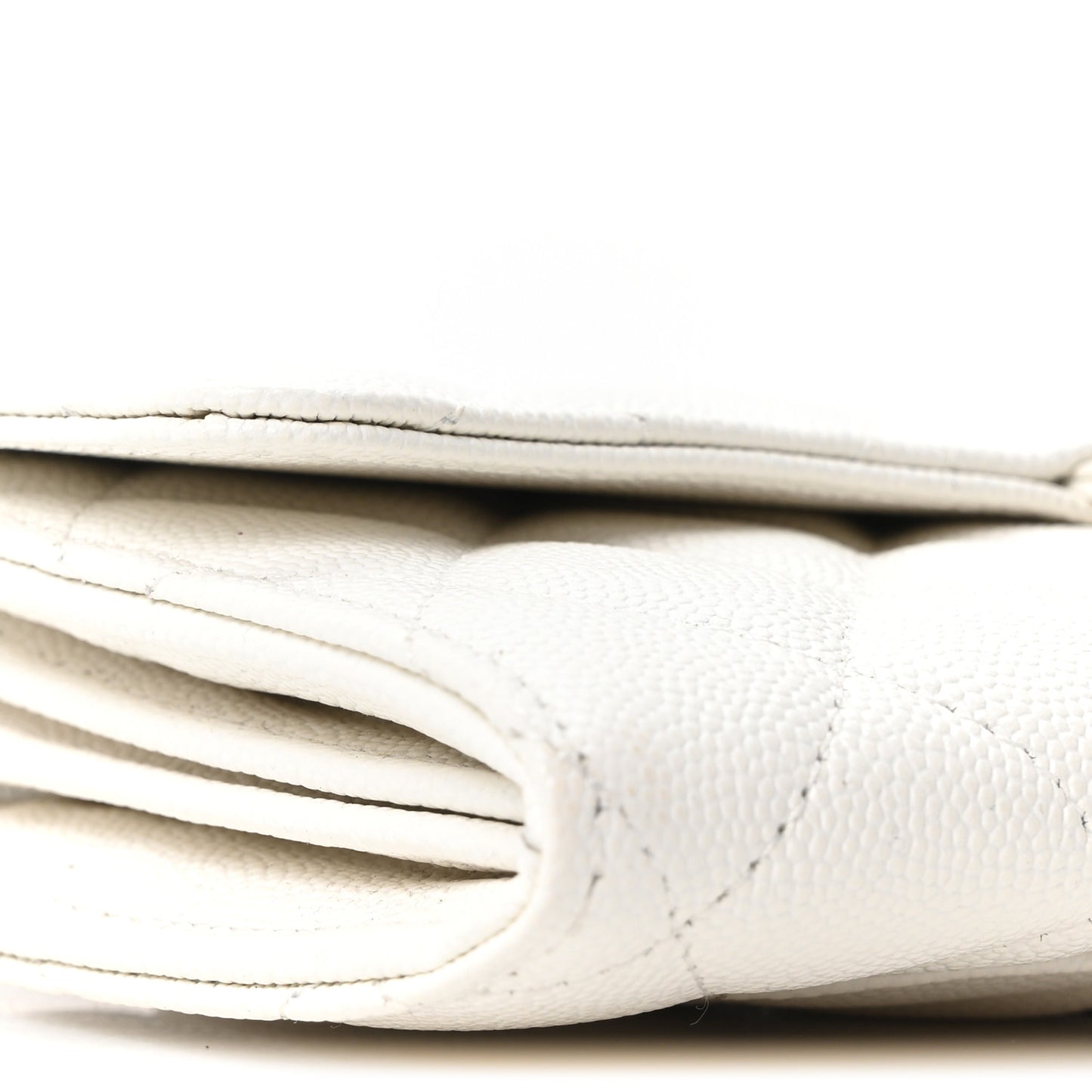 Caviar Quilted Large Gusset Flap Wallet White