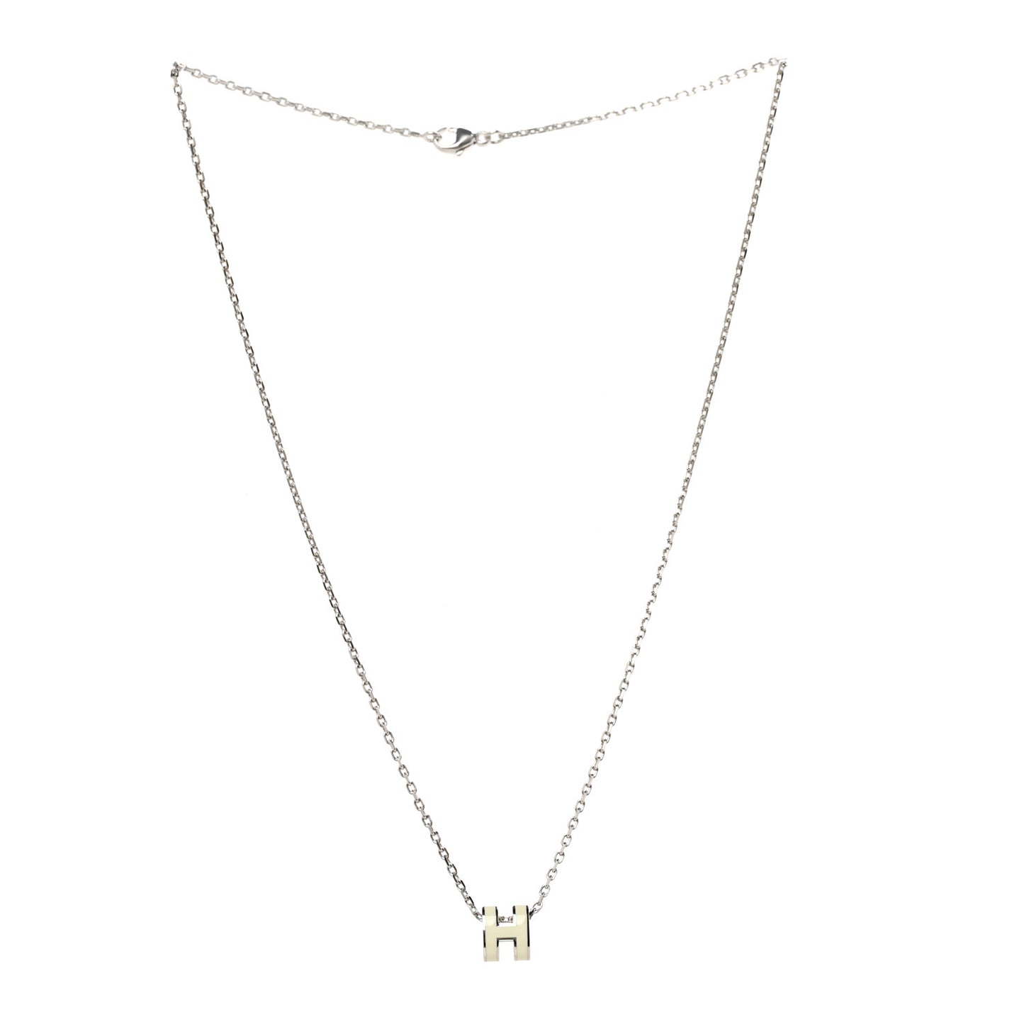 Lacquered Palladium Mini Pop H Pendant Necklace White