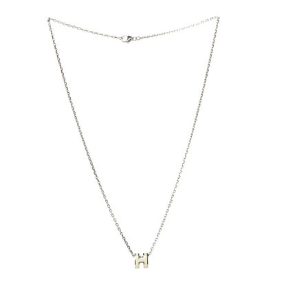 Hermes Lacquered Palladium Mini Pop H Pendant Necklace White 2 of 5