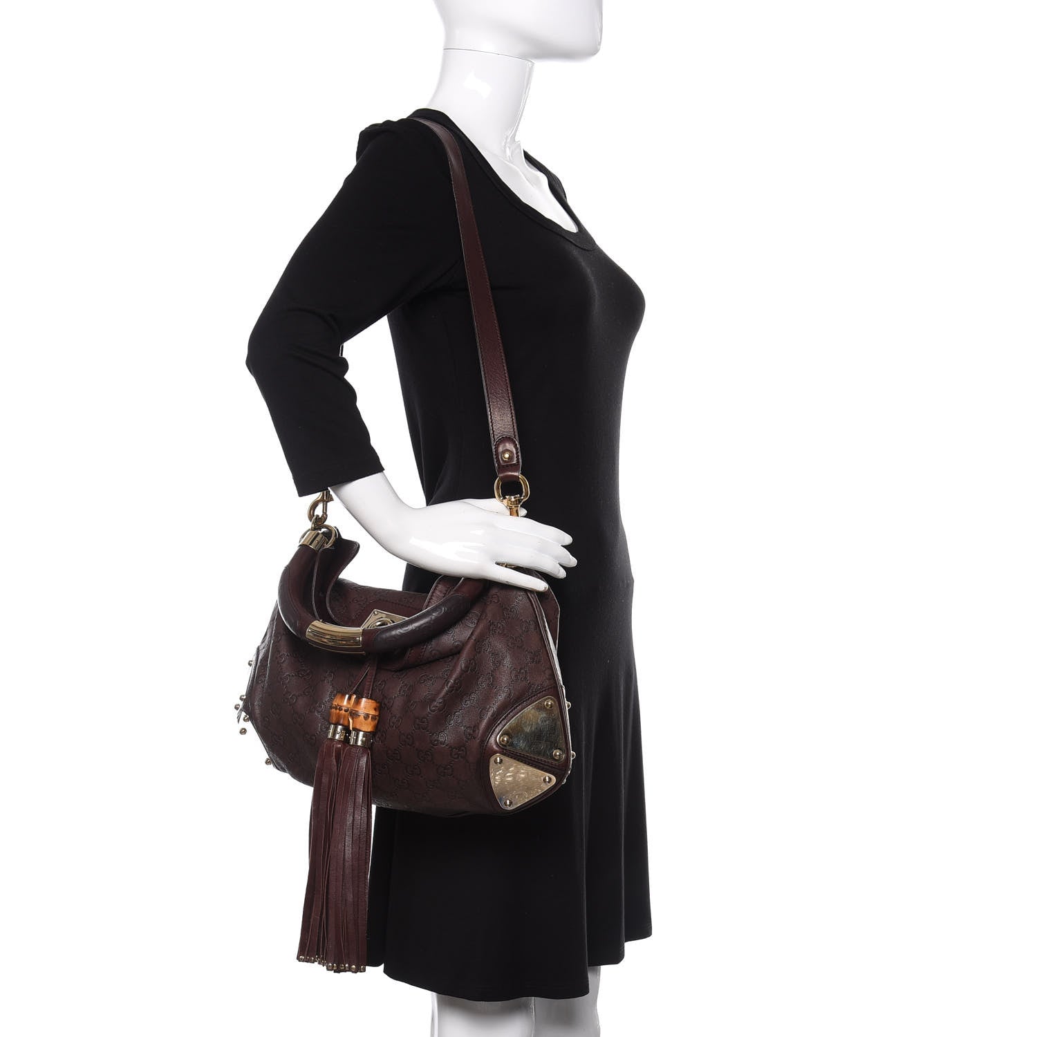 Gucci Guccissima Medium Indy Top Handle Hobo Dark Brown 2 of 12