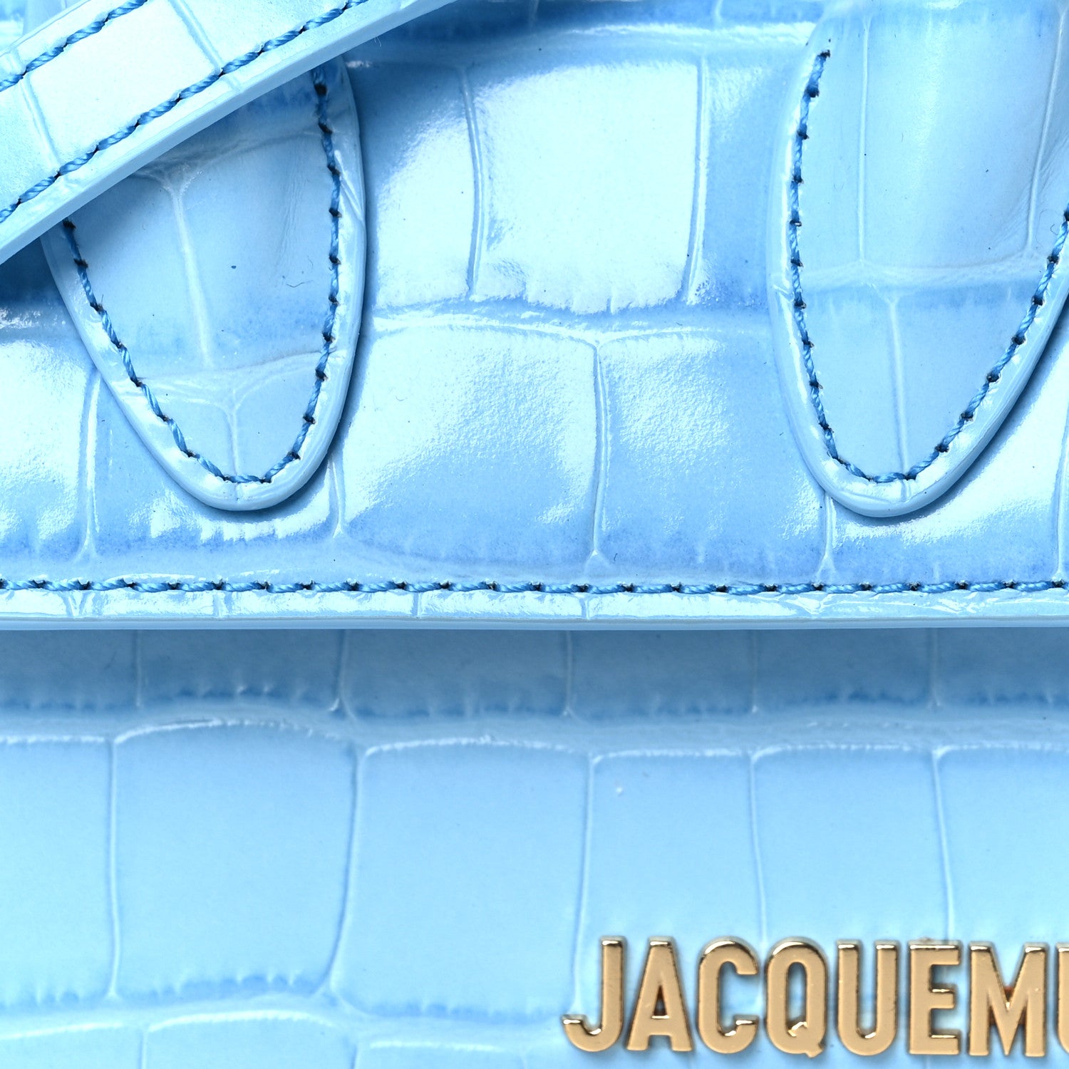 Jacquemus Calfskin Crocodile Embossed Le Chiquito Blue 7 of 9