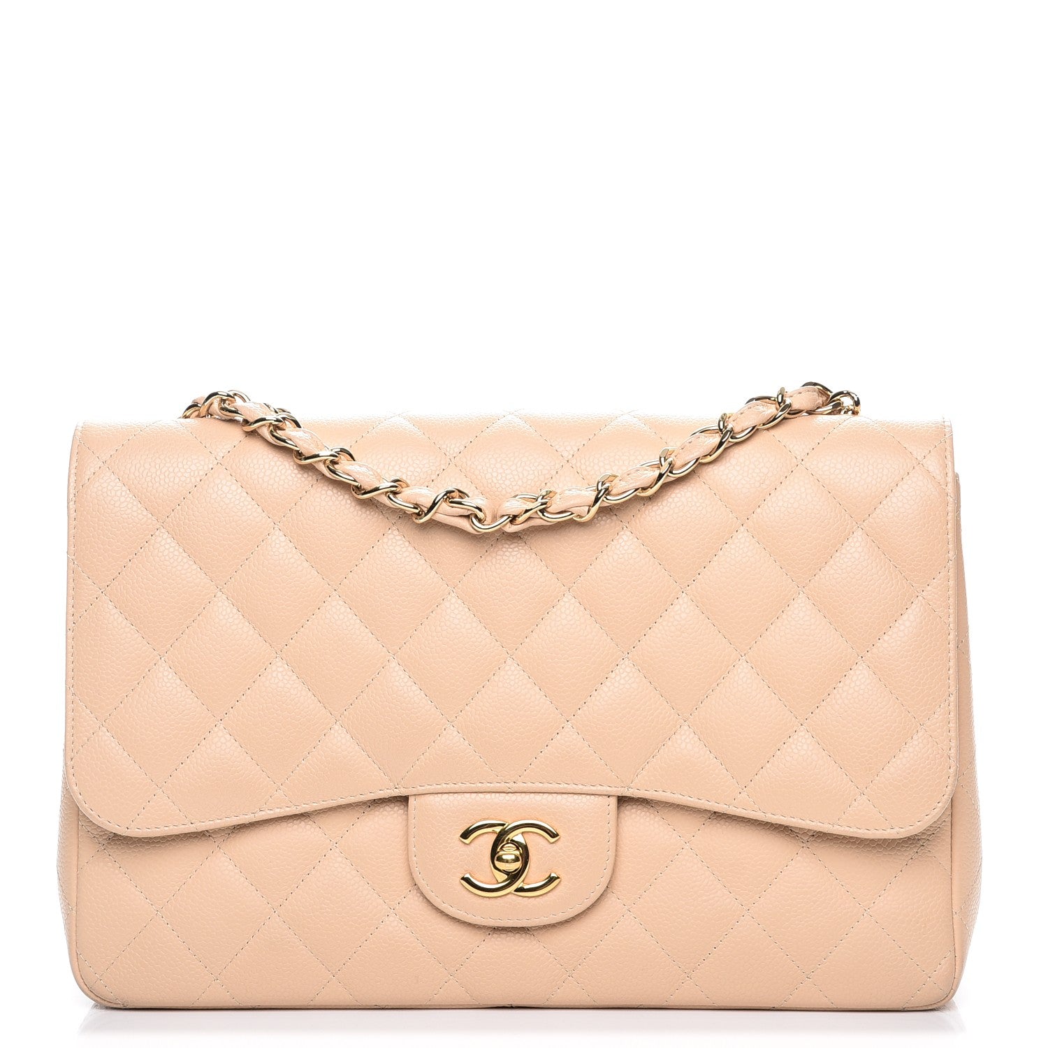Chanel Caviar Quilted Jumbo Single Flap Beige Clair 1 of 10