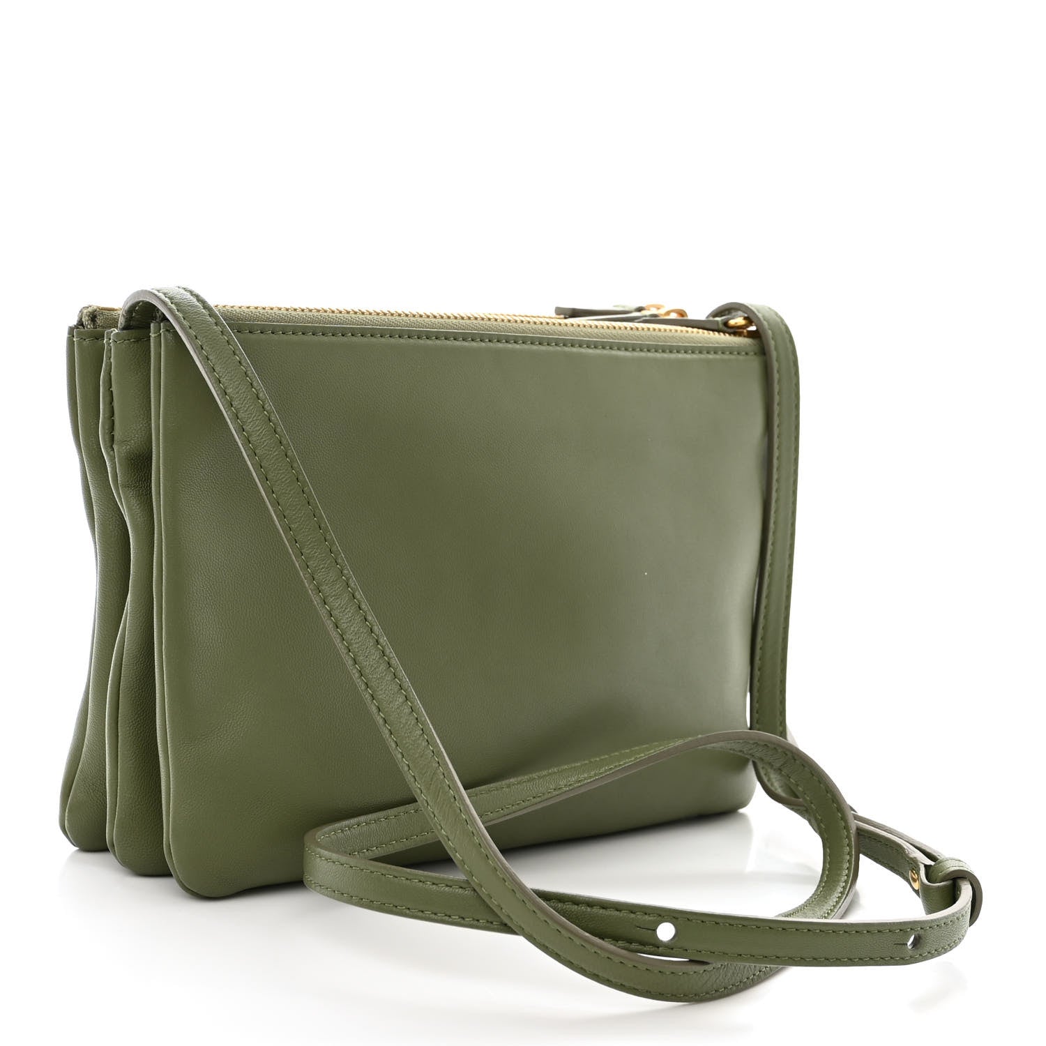 Celine Lambskin Small Trio Crossbody Bag Sage 3 of 11