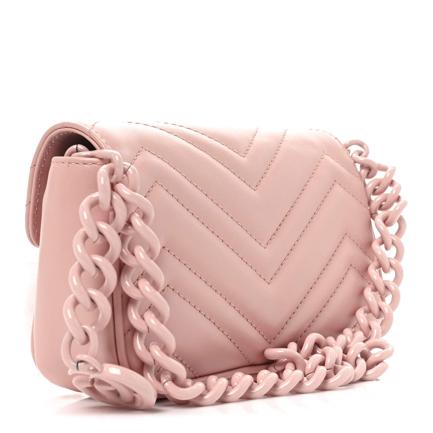Gucci Calfskin Matelasse Monochrome GG Marmont Chain Belt Bag Perfect Pink 3 of 11