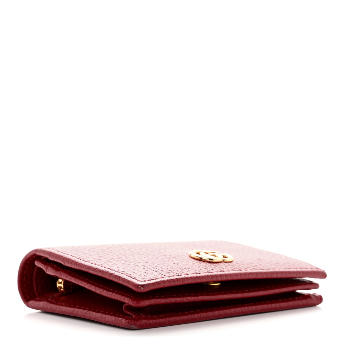Pebbled Calfskin GG Marmont Card Case Hibiscus Red