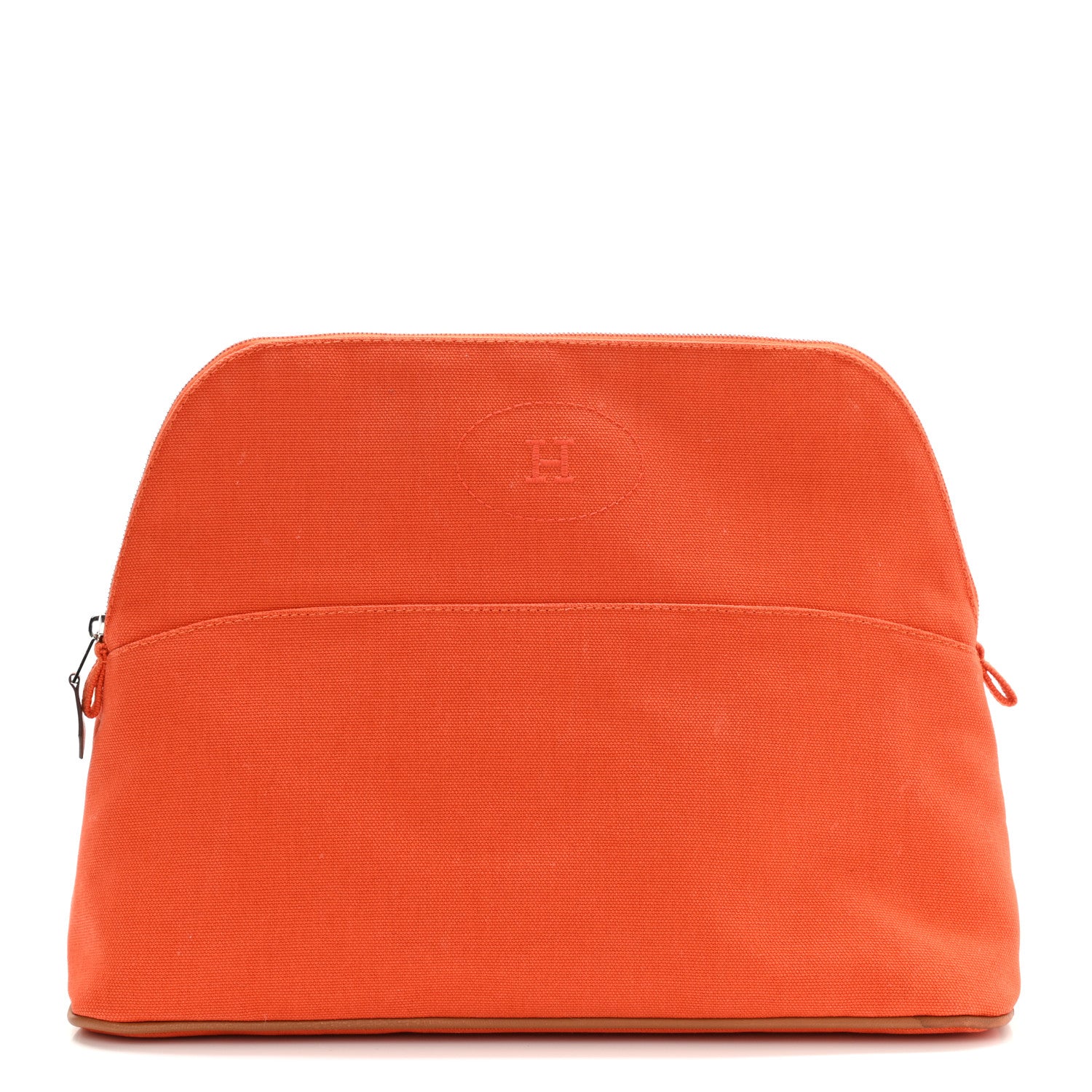 Hermes Cotton Canvas Bolide Travel Cosmetic Pouch MM Feu 1 of 9
