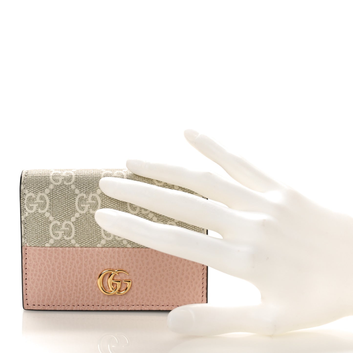 Dollar Calfskin GG Supreme Monogram GG Marmont Card Case Perfect Pink Beige Mystic White