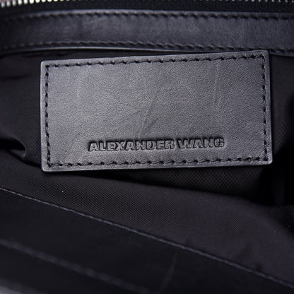 Alexander Wang Metallic Crinkled Patent Calfskin Embossed Prisma Fold-Over Backpack Green Nickel Hardware 6 of 10