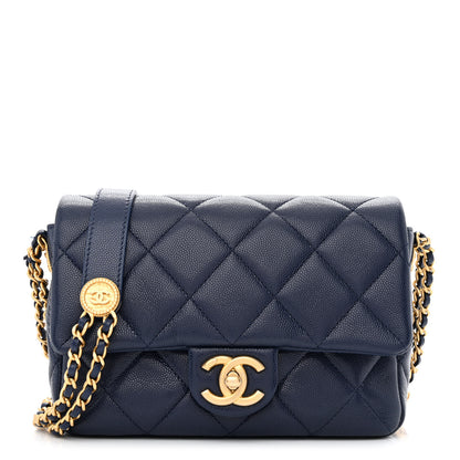 Chanel Caviar Quilted Small Twist Your Buttons Flap Blue 1 of 12