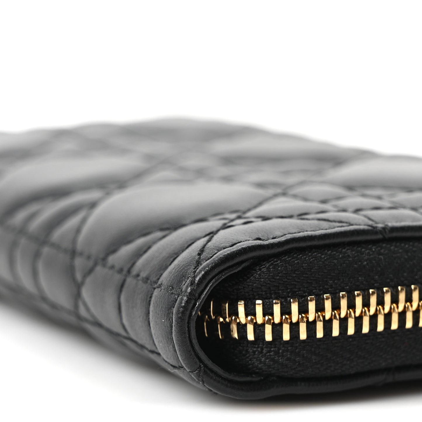 Lambskin Cannage Lady Dior Zip Wallet Black