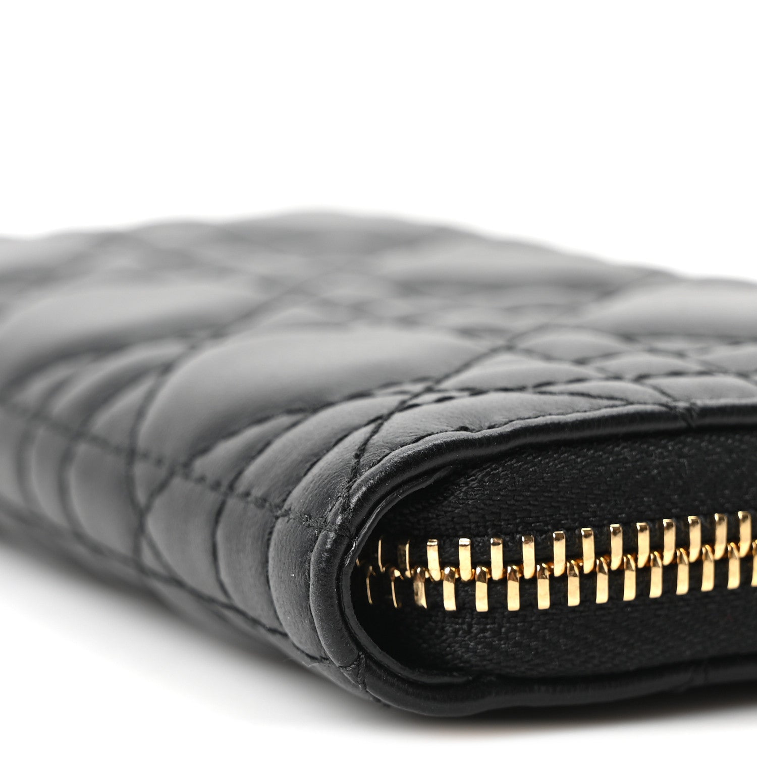 Christian Dior Lambskin Cannage Lady Dior Zip Wallet Black 10 of 11