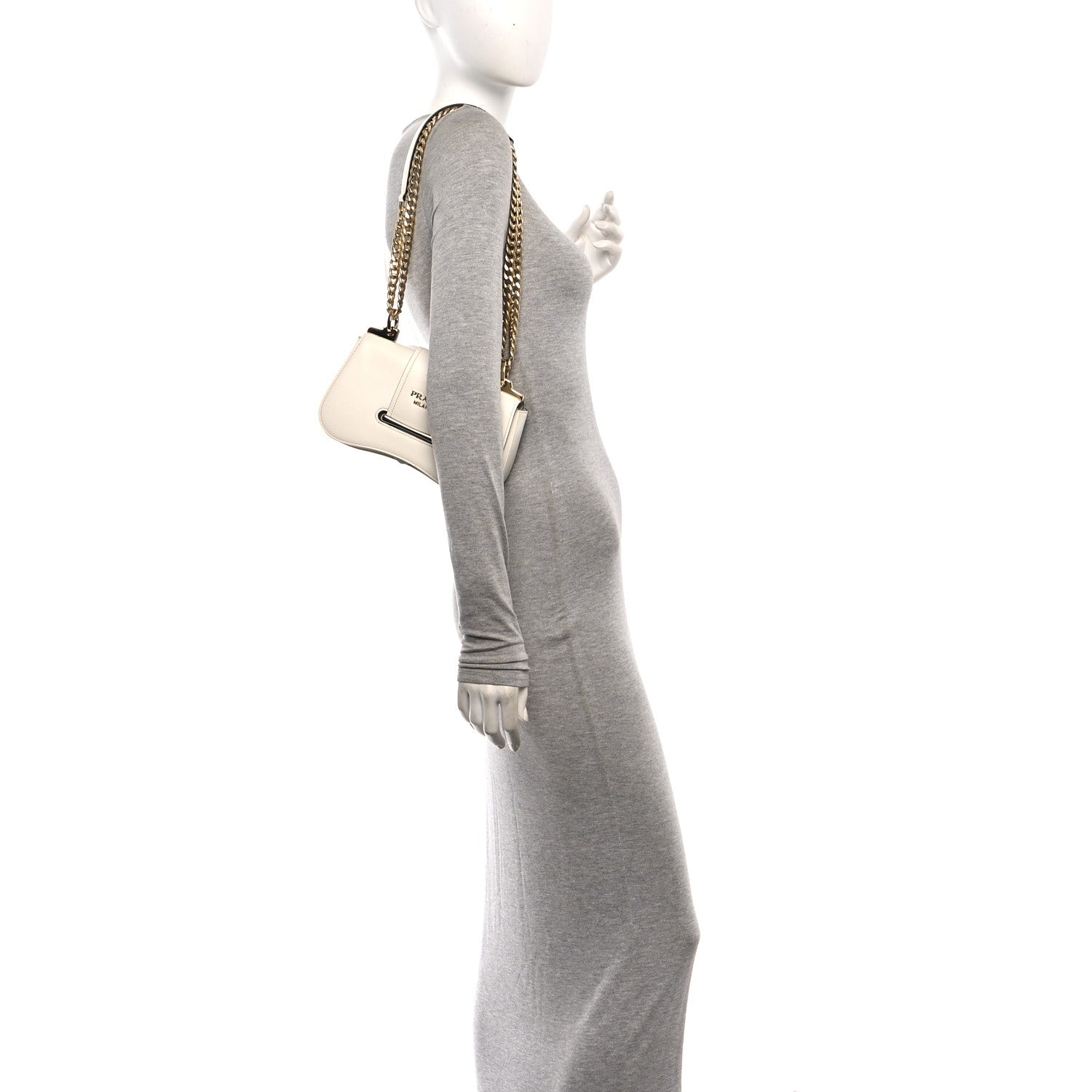 Prada Saffiano Lux Sidonie Small Chain Crossbody Bag White 2 of 9