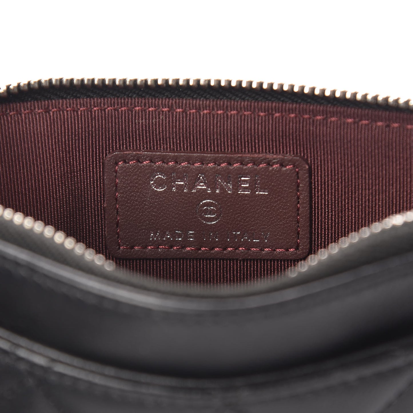 Lambskin Quilted Classic Zip Pouch Black