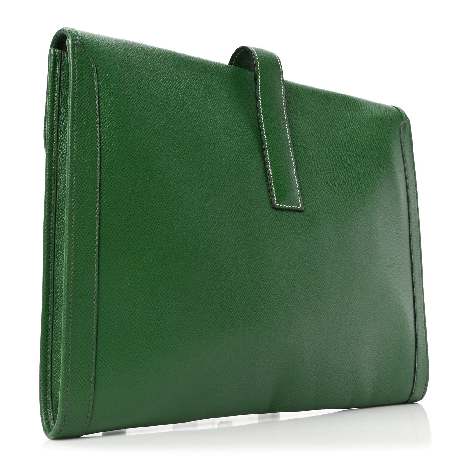 Hermes Courchevel Jige GM Clutch Vert Bengale 3 of 9