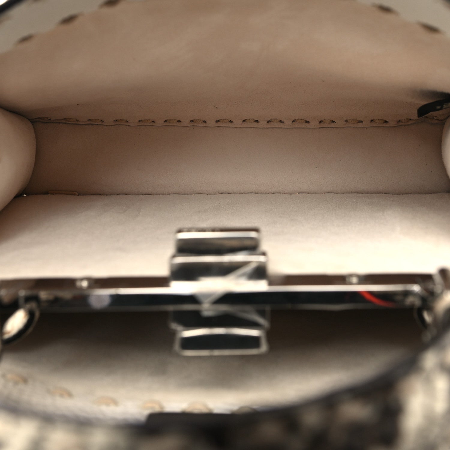 Fendi Vitello Granato Camoscio Elaphe Python Print Macro Stitchings Small Peekaboo I SEE U Iconic Satchel White Roccia 6 of 11