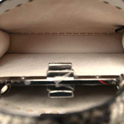 Fendi Vitello Granato Camoscio Elaphe Python Print Macro Stitchings Small Peekaboo I SEE U Iconic Satchel White Roccia 6 of 11
