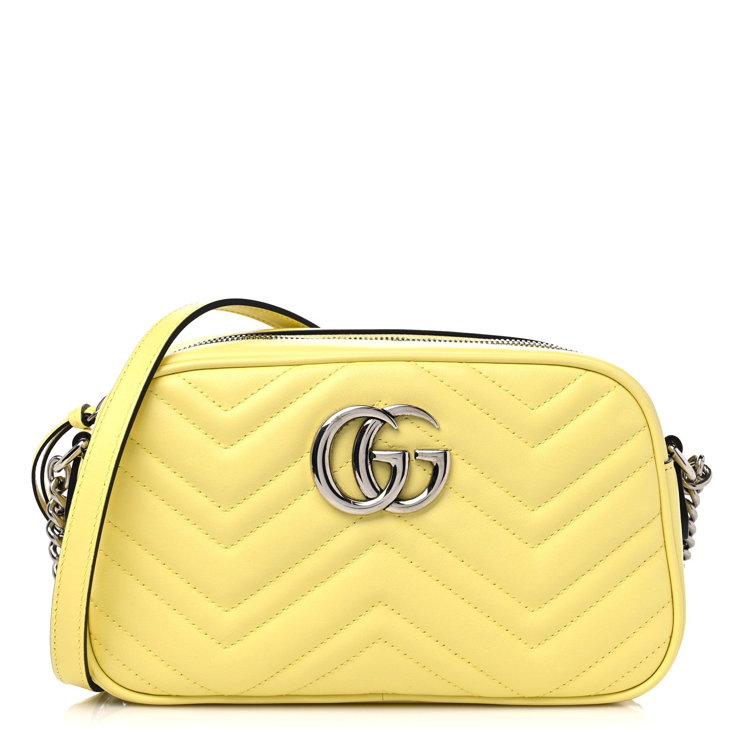 Gucci Calfskin Matelasse Small GG Marmont Chain Shoulder Bag Banana 1 of 9