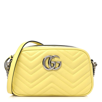 Gucci Calfskin Matelasse Small GG Marmont Chain Shoulder Bag Banana 1 of 9