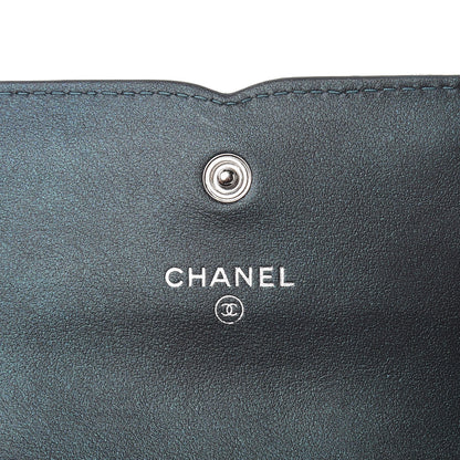Chanel Iridescent Caviar Quilted Medium Filigree Flap Wallet Dark Turquoise 6 of 9