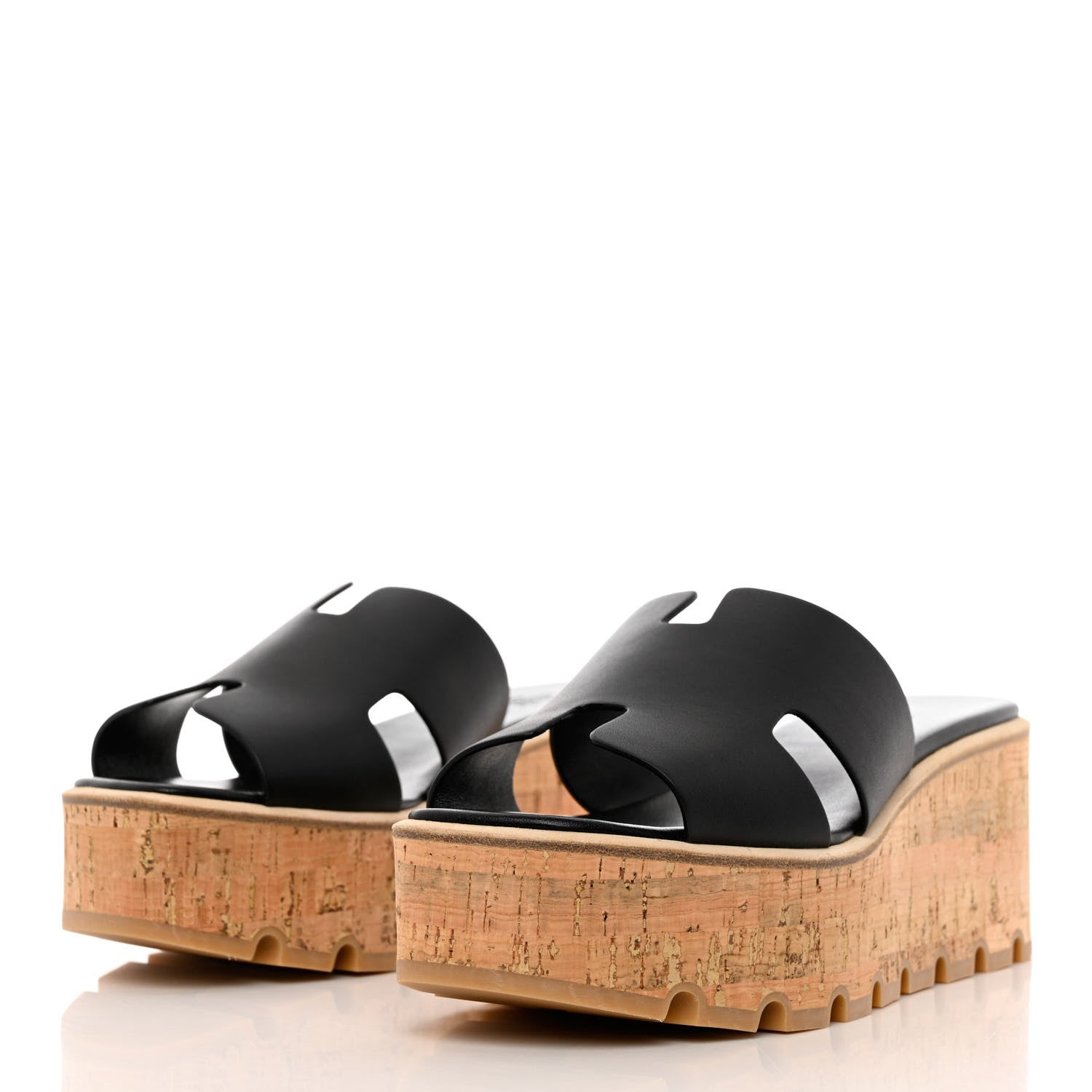 Hermes Calfskin Cork Eze 30 Sandals 39 Black 3 of 9