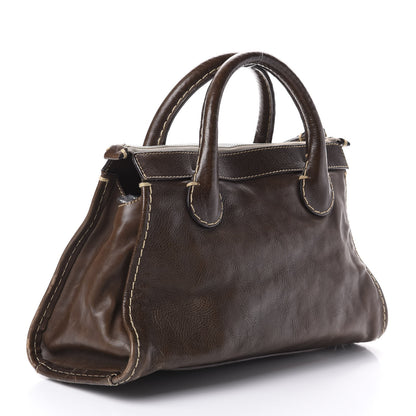 Chloe Calfskin Edith Satchel Brown 3 of 9