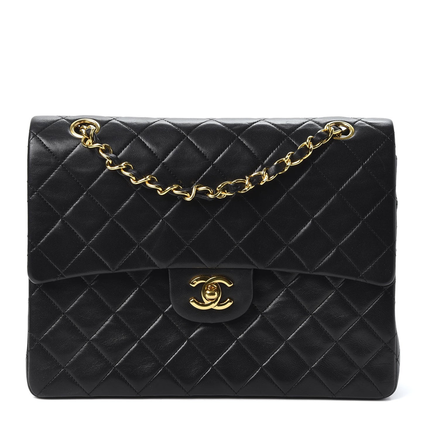 Lambskin Quilted Small Double Flap Black