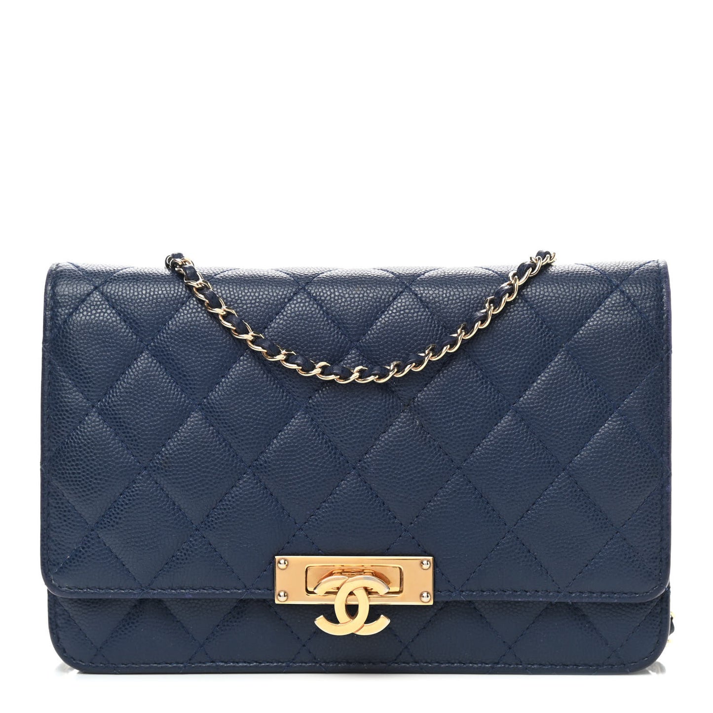 Caviar Quilted Golden Class Wallet On Chain WOC Navy