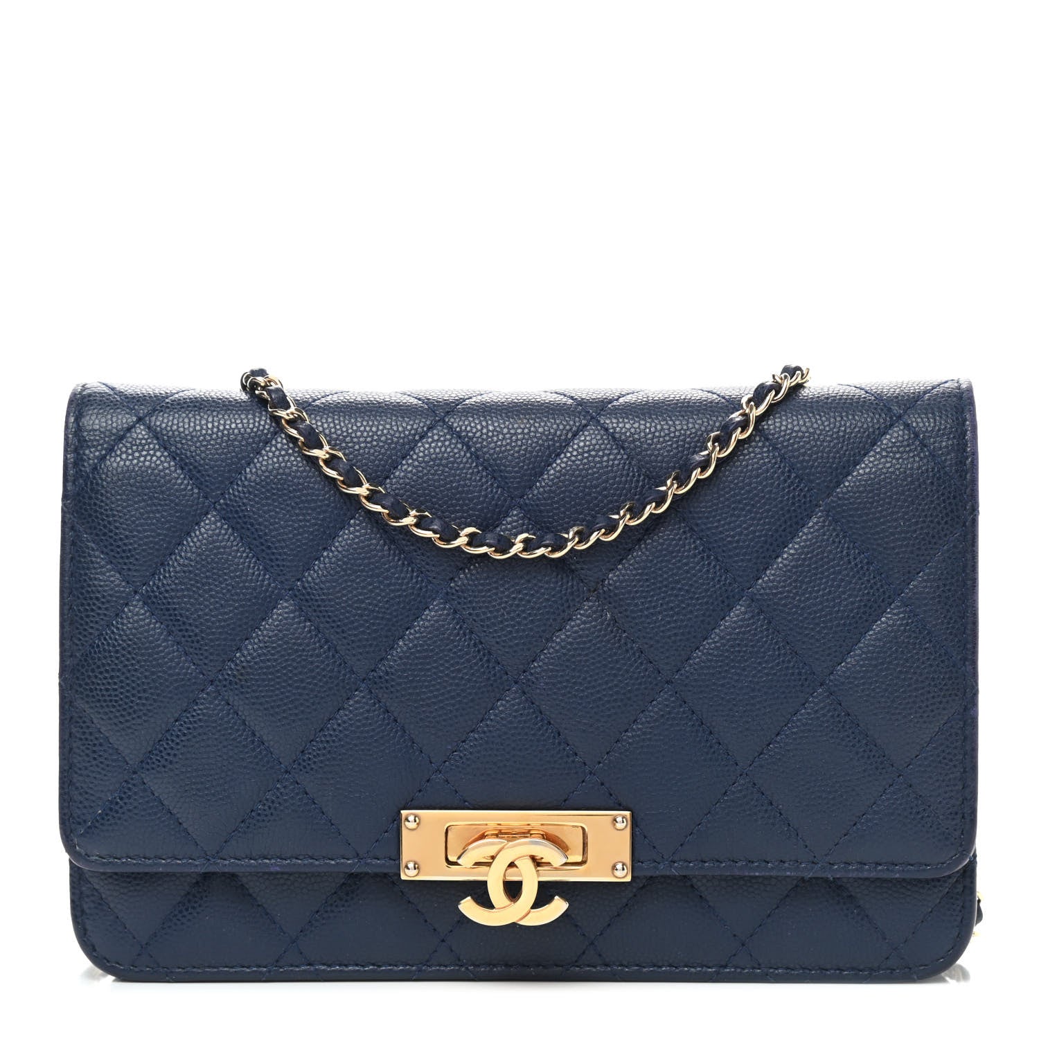 Chanel Caviar Quilted Golden Class Wallet On Chain WOC Navy 1 of 10