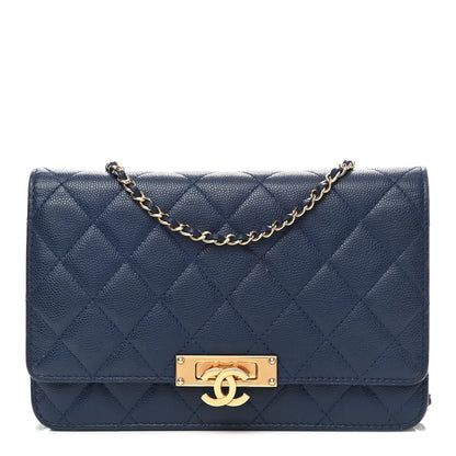 Chanel Caviar Quilted Golden Class Wallet On Chain WOC Navy 1 of 10