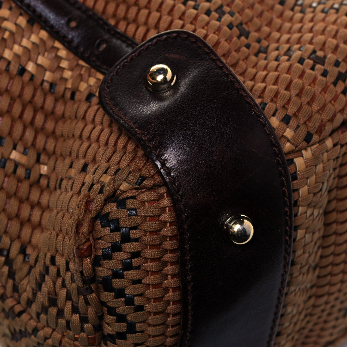 Woven Medium Pelham Shoulder Bag Dark Brown