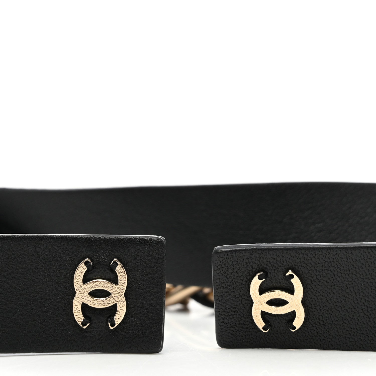 Chanel Lambskin Chain CC Bow Belt M Black Gold 3 of 4