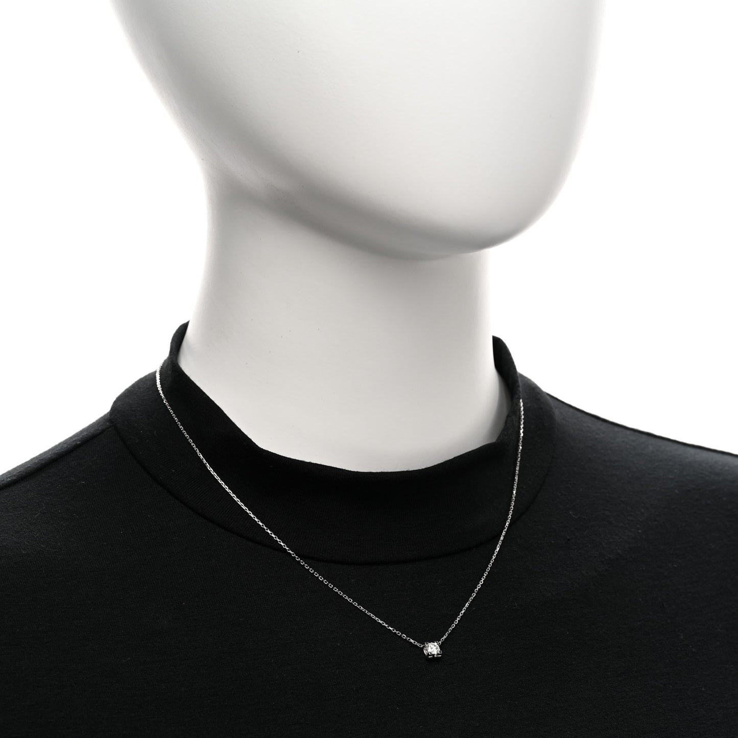 18K White Gold Diamond .30ct C De Cartier Pendant Necklace