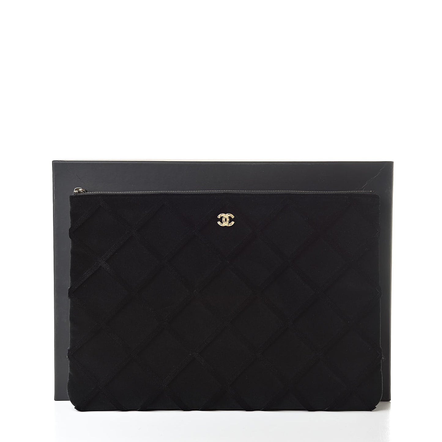 Velvet Quilted Medium Cosmetic Case Black