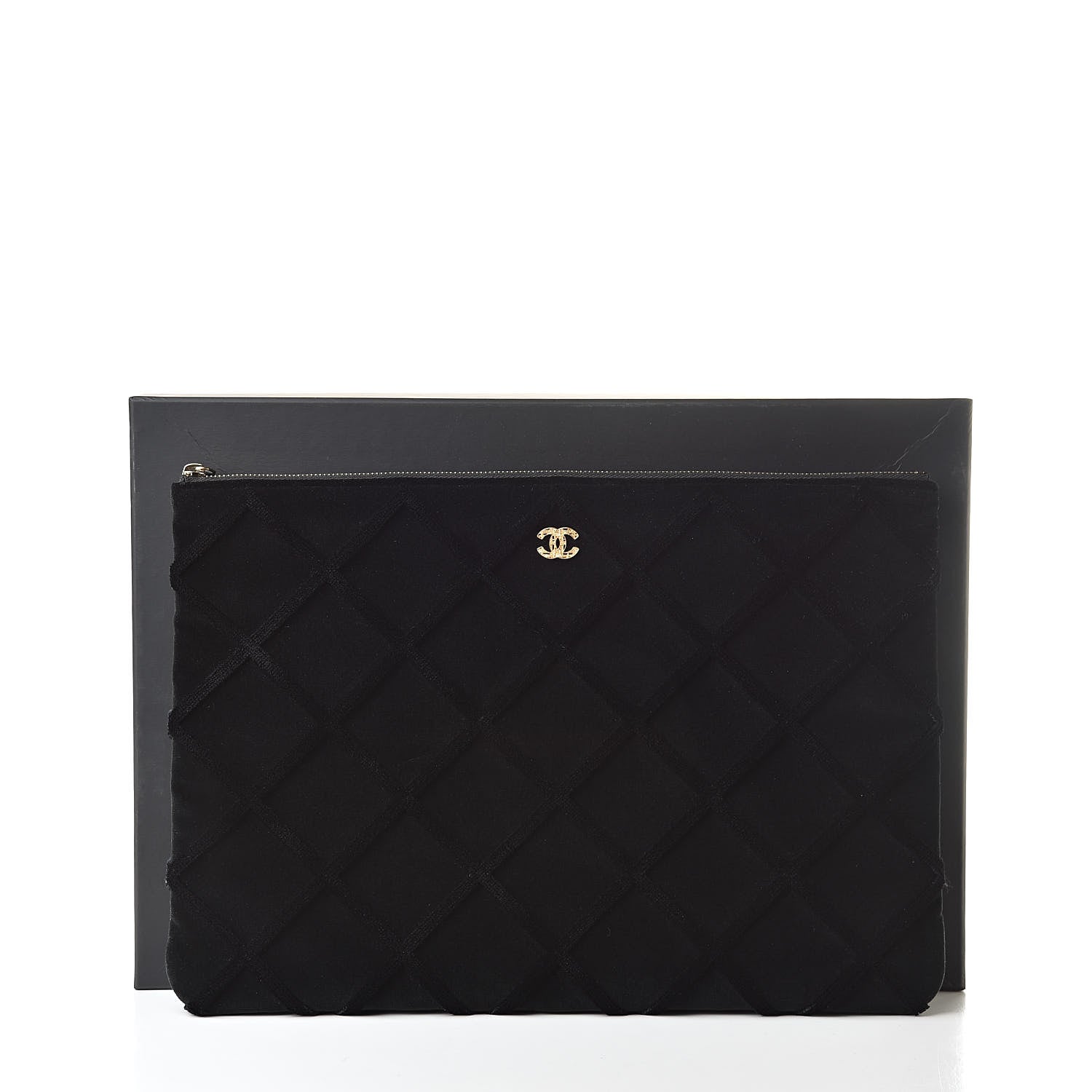 Chanel Velvet Quilted Medium Cosmetic Case Black 8 of 8