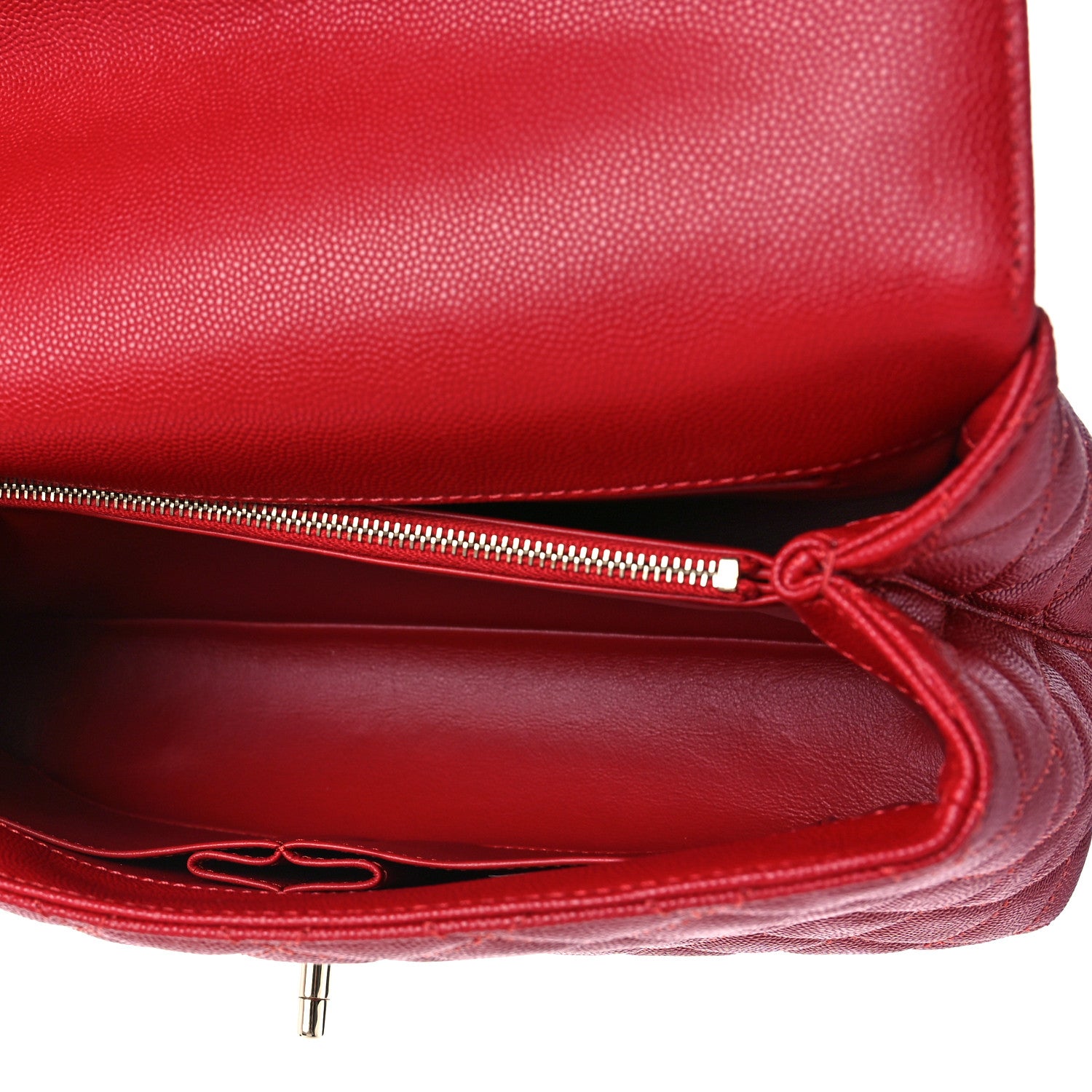 Chanel Caviar Quilted Small Coco Handle Flap Red 4 of 8