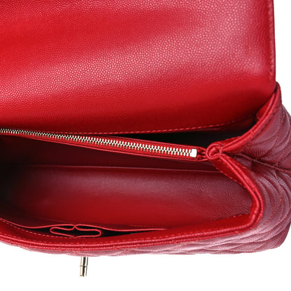 Chanel Caviar Quilted Small Coco Handle Flap Red 4 of 8