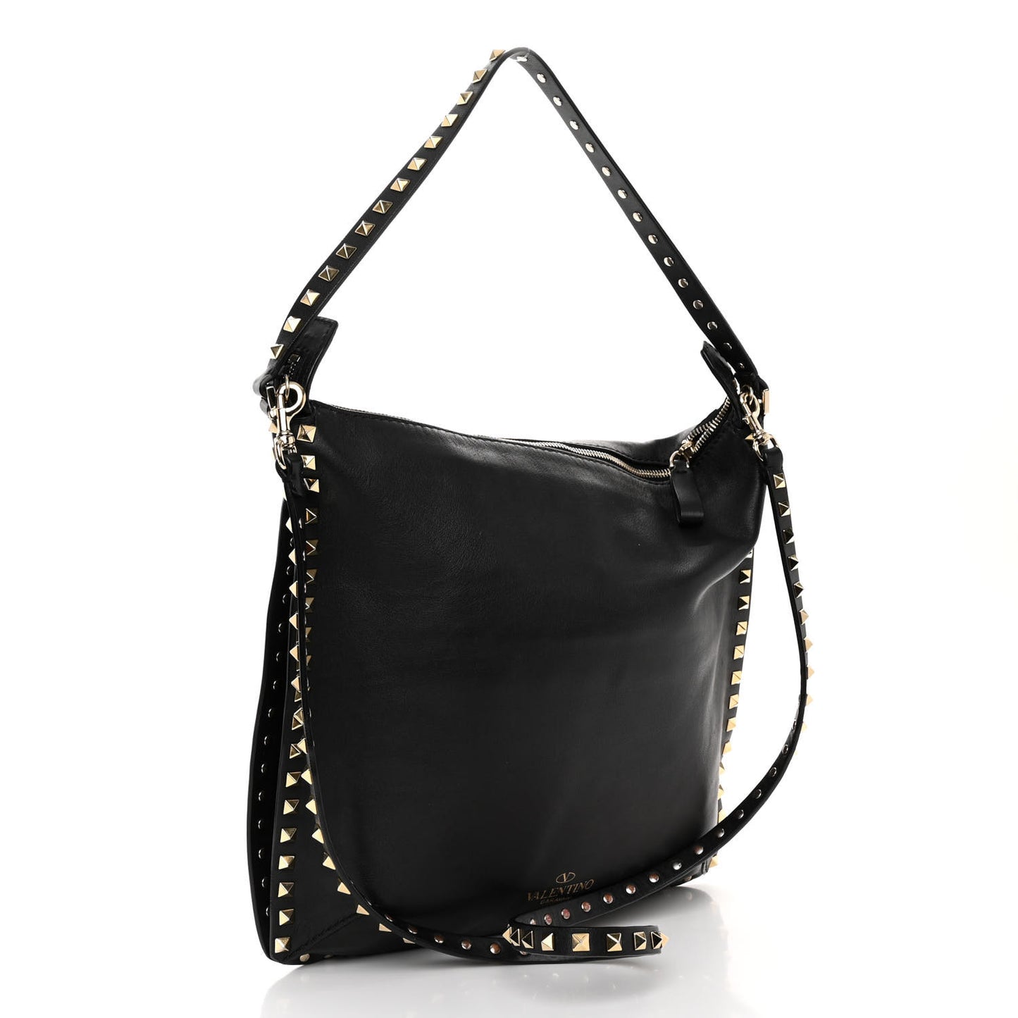 Vitello Small Rockstud Hobo Black