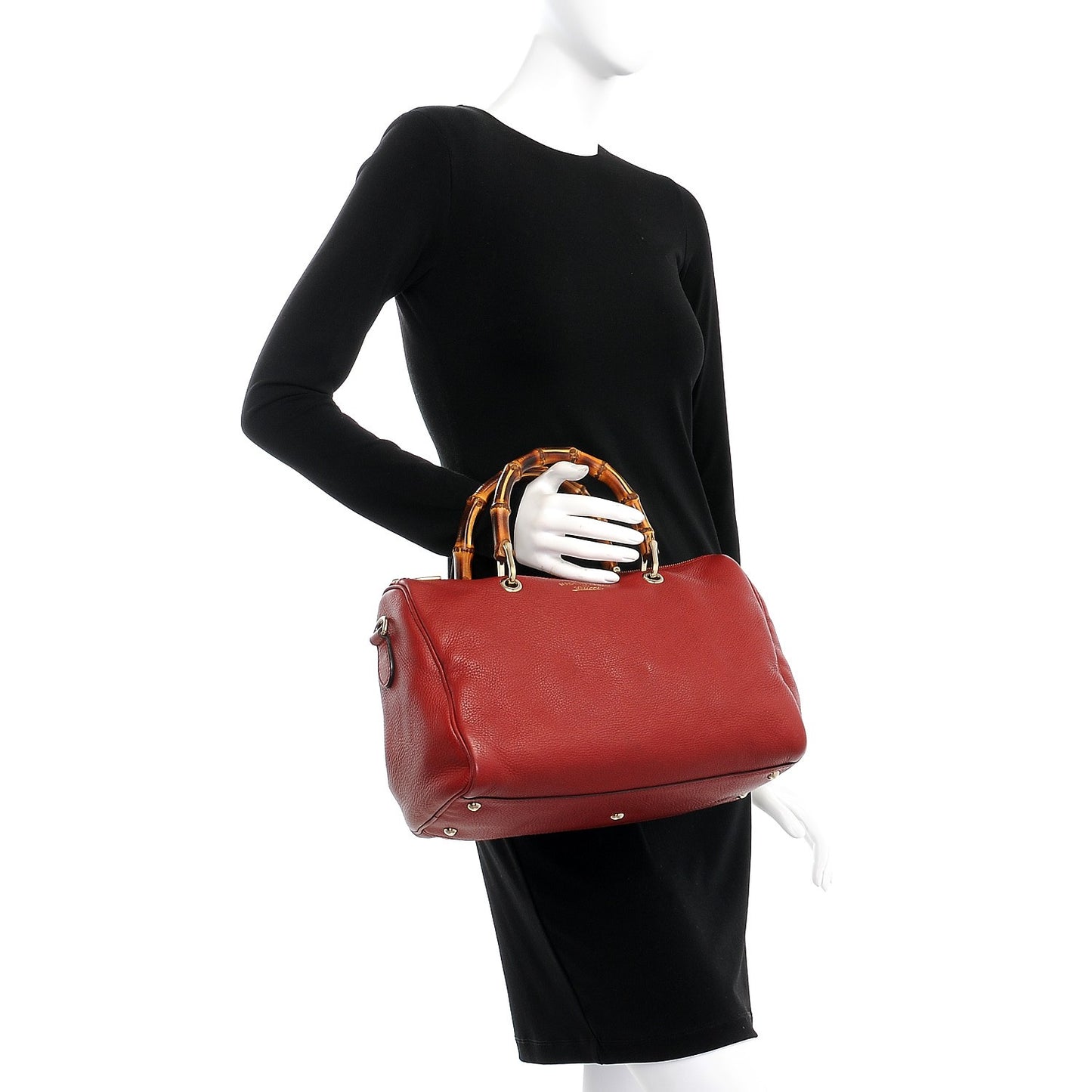 Calfskin Bamboo Medium Shopper Boston Red