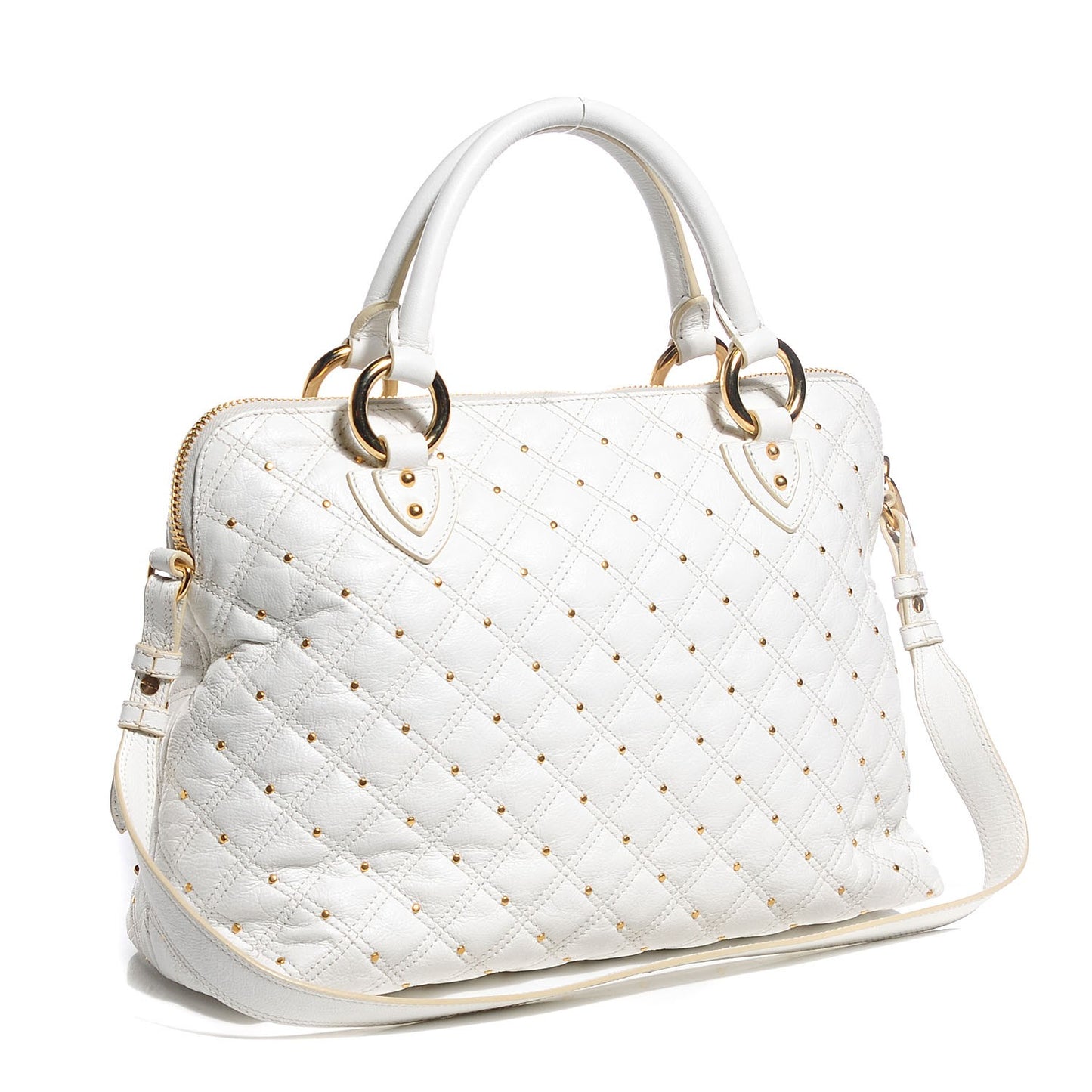 Lambskin Quilted Rio Stardust Satchel White