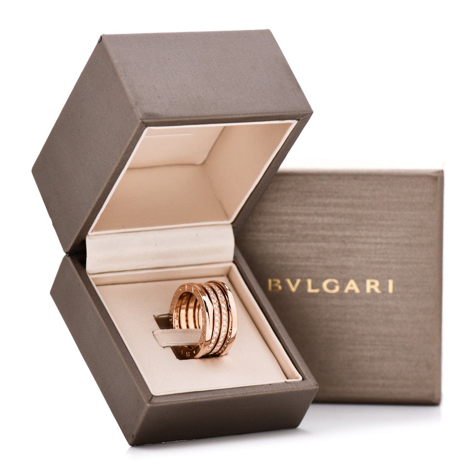 Bulgari 18K Rose Gold Diamond Pave B.Zero1 Four-Band Ring 54 6.75 5 of 5