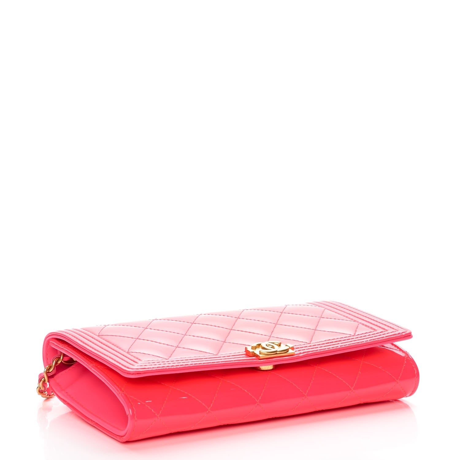 Chanel Patent Quilted Boy Wallet On Removable Chain WOC Pink 5 of 10
