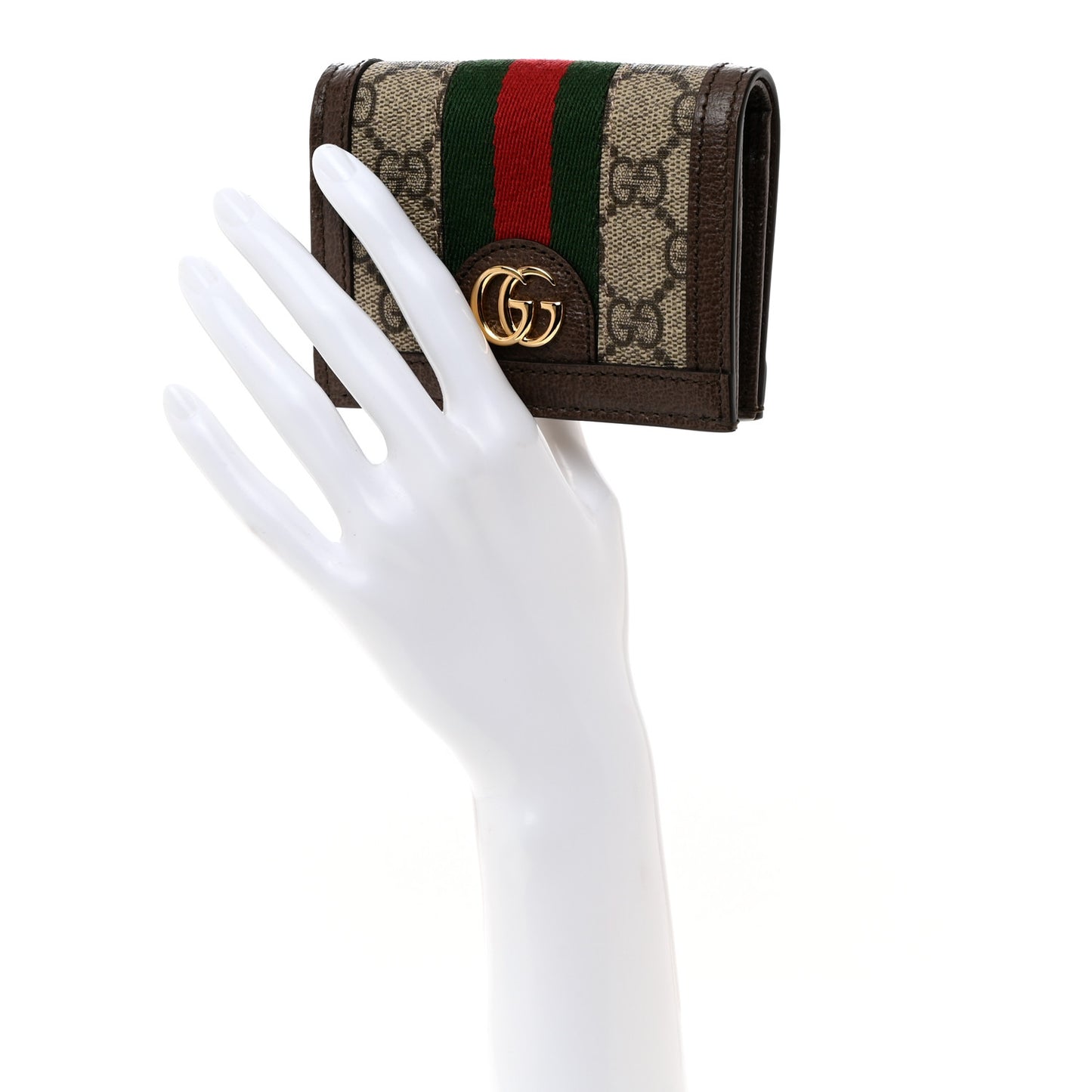 GG Supreme Monogram Web Ophidia Card Case Beige New Acero