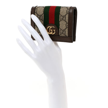 Gucci GG Supreme Monogram Web Ophidia Card Case Beige New Acero 2 of 7