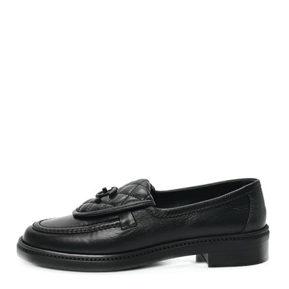 Chanel Crumpled Lambskin Quilted CC Turnlock Loafers 39 Black 1 of 9